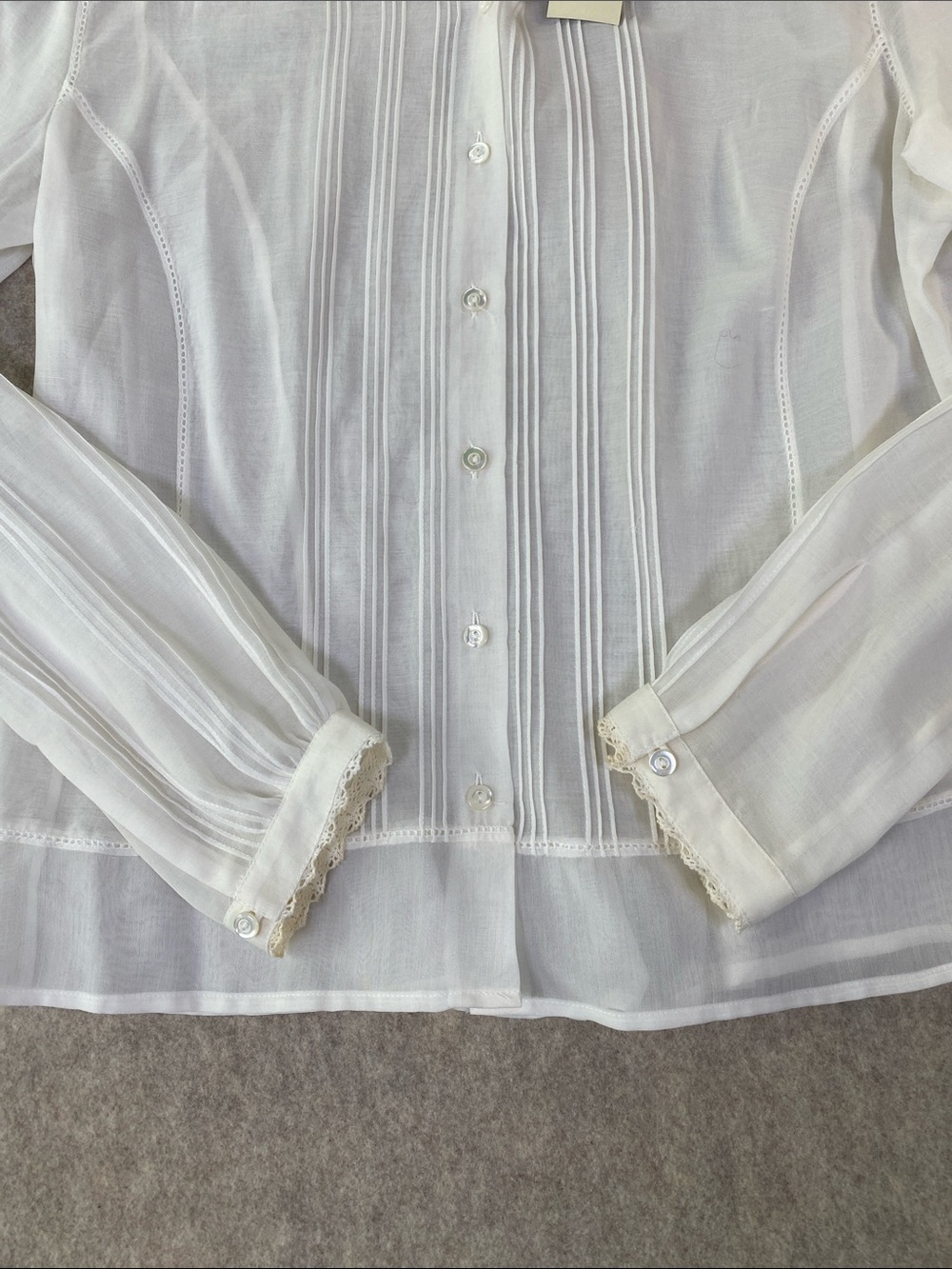 NWT Eddie Bauer Silk Lace-Trim Blouse with Embroidered Collar - Picture 3 of 10